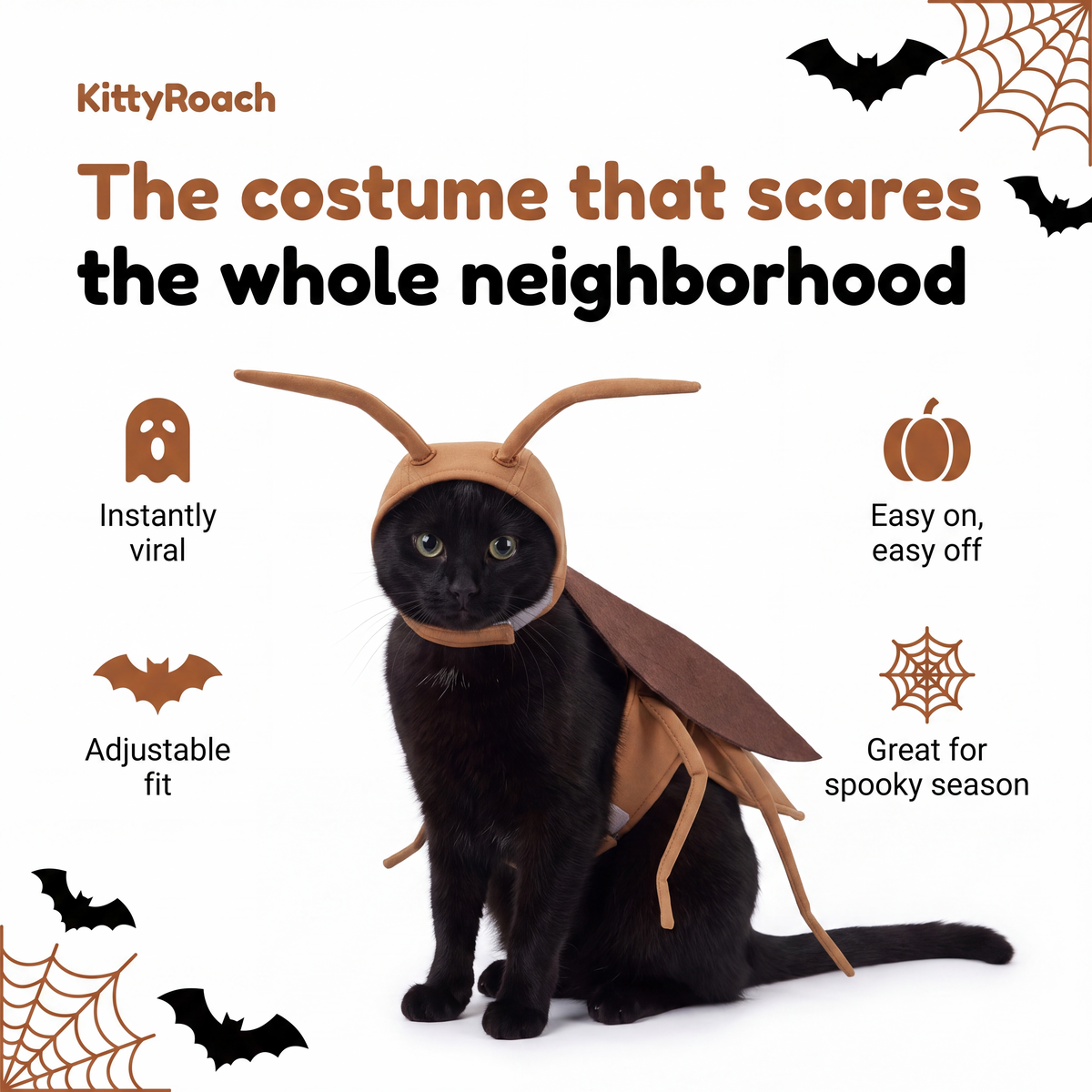 KittyRoach™ Cockroach Cat Costume | Breathable, Easy On and Off